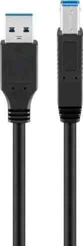 Kabllo USB A në B 3.0, 5 Gb/s, 0.25 m, e zezë