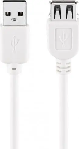 Kabllo zgjatëse USB goobay, USB 2.0, 30 cm, e bardhë