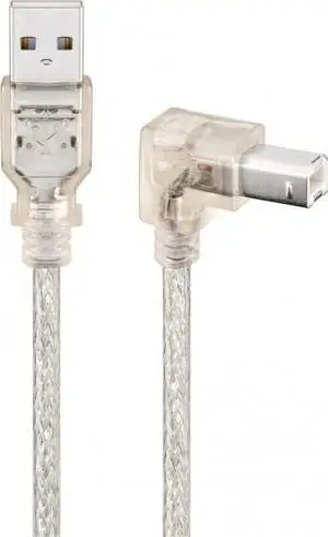 Kabllo USB 2.0 Delock, A mashkull drejt, B mashkull me kënd, transparente