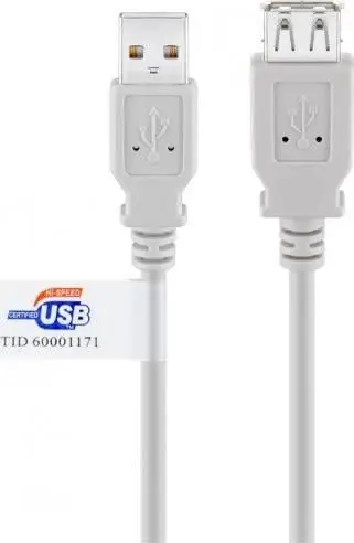 Kabllo zgjatuese USB 2.0, USB A mashkull femër, 1.8m, gri