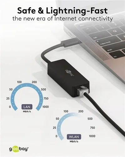 Adapter rrjeti Goobay USB C në Ethernet, USB 3.1, 1 Gbit/s, i zi - 4