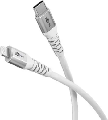 Kabëll USB C në Lightning Goobay, 1m, 60W, i bardhë