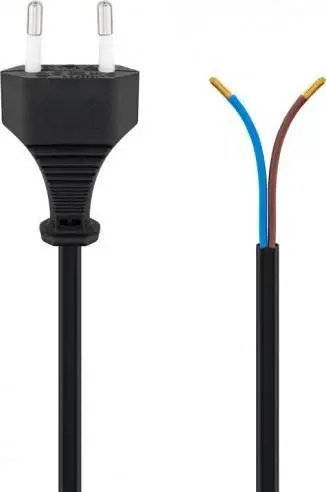 Kabllo rryme Goobay EURO C CEE 7/16 50085, 1.5m, H03VVH2 F 2x0.75, e zezë