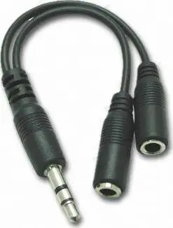 Kabllo PremiumCord Jack 3.5mm - Jack 3.5mm x2, 0.1m, e zezë