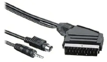Kabllo PremiumCord S-video+ 3,5mm stereojack në SCART, 2m, e zezë