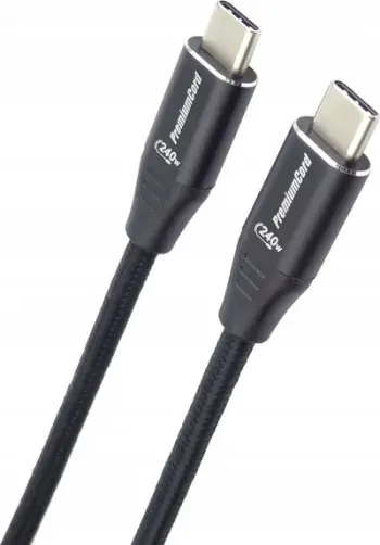 Kabllo USB PremiumCord USB C në USB C, 0.5 m, 240 W, e zezë
