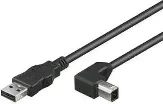 Kabllo USB Pro USB A në USB B 2.0, kënd 90°, 2m, e zezë