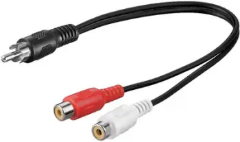 Kabllo PremiumCord, 1x CINCH mashkullor - 2x CINCH femëror, 20cm