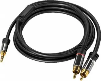 Kabllo audio PremiumCord kjqcin5, Jack 3.5mm në 2x RCA, 5m, e zezë