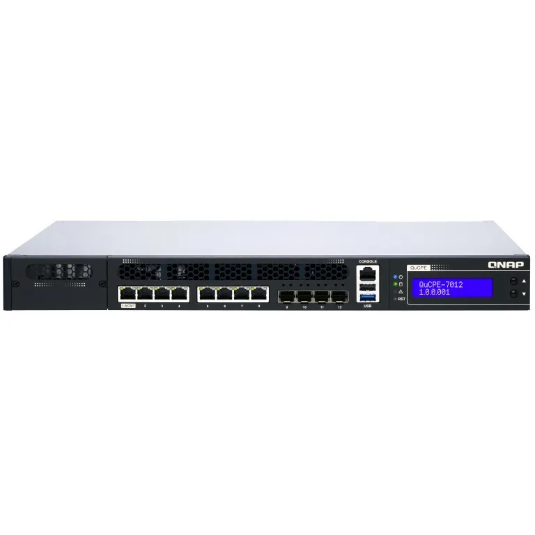 NAS sistem QNAP QuCPE-7012-D2146NT, Intel Xeon D-2146NT, 32GB RAM, 8x2.5GbE, 4x10GbE, rack 1U, zi - 1