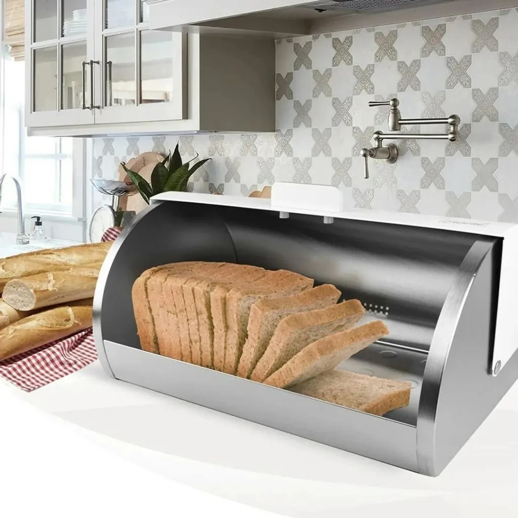 Kuti buke Maestro MR-1676, çelik inox, cilindrike, e bardhë - 1