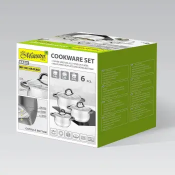 Set tenxheresh Maestro MR-3522-6M, 6 pjesë, çelik inoks, kapak xhami, argjendtë