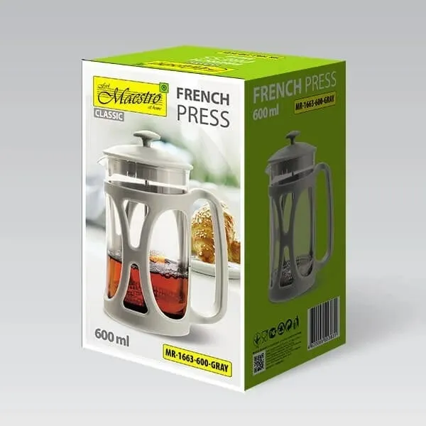 French press Maestro MR-1663, 600 ml, Gri - 5