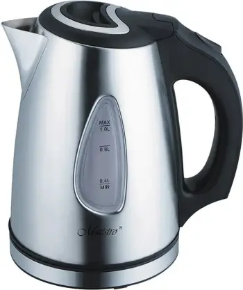 Çajnik elektrik Maestro MR-029NEW, 1l, Inox, 1600 W, i bardhë