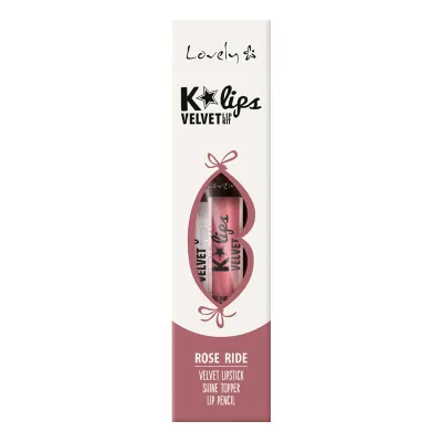 Set për buzë Lovely K*LIPS Velvet, Nr.1 Rose Ride, 3 copë - 1
