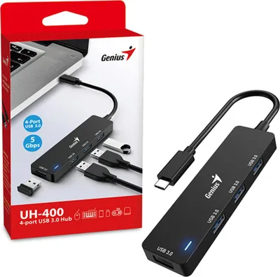 Konvertues USB Genius, USB 3.0, UH-400, i zi - 2