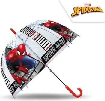 Çadër automatike transparente fëmijësh Euroswan Spiderman SP50024, 48cm, transparente