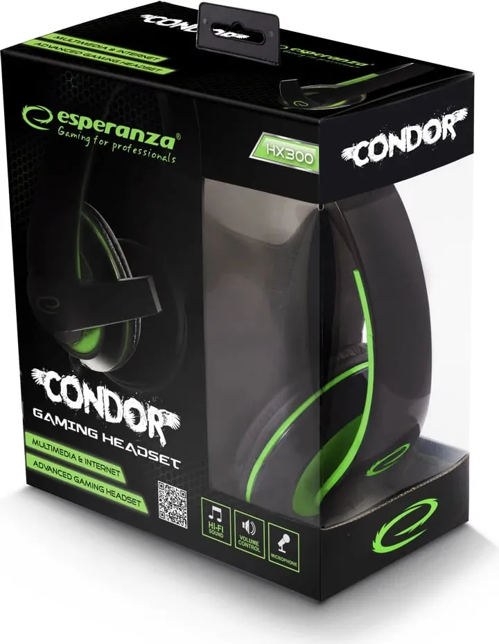 Kufje gaming Esperanza Condor, të gjelbra - 4