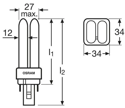 Llambë fluoreshente kompakte Osram Dulux D G24d-3, 26W - 2