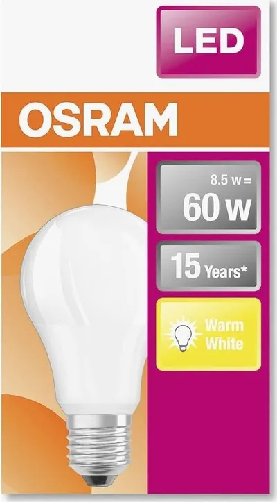 Llambë LED Osram, E27, 8.5W 2700K, e bardhë e ngrohtë - 2