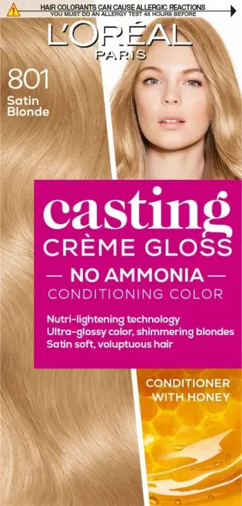 Ngjyrë për flokë L'Oreal Paris Casting, 801 Satin Blonde, 48 ml