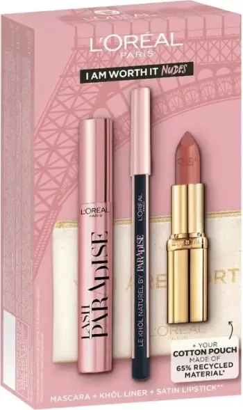 Set L'Oreal I Am Worth It Nude, Maskarë + Buzëkuq + Penel