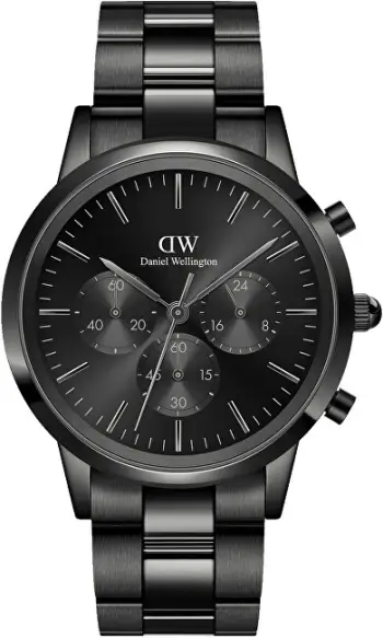 Orë për meshkuj Daniel Wellington Iconic Chronograph, e zezë