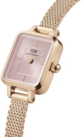 Orë për femra Daniel Wellington Micro Quadro Mini Melrose Blush DW00100650, e artë/rozë
