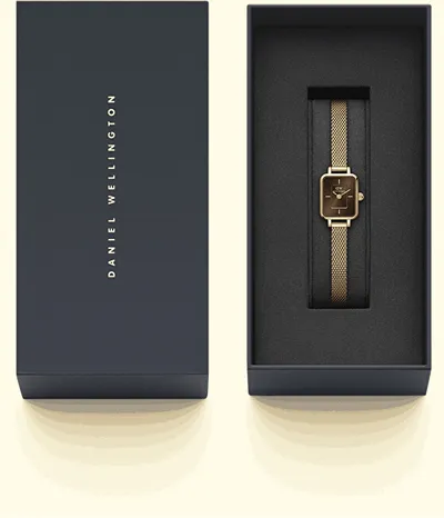 Orë dore për femra Daniel Wellington Micro Quadro Mini Evergold Amber, e artë - 2