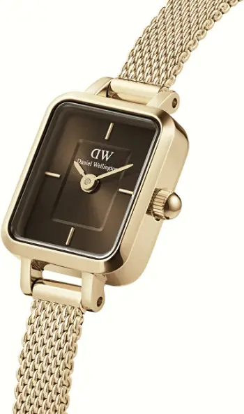 Orë dore për femra Daniel Wellington Micro Quadro Mini Evergold Amber, e artë