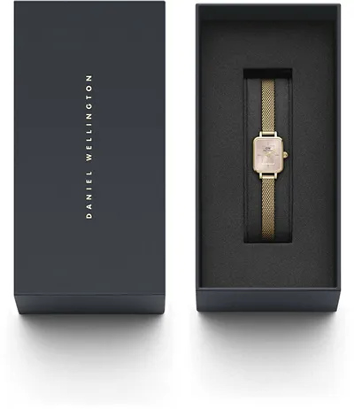 Orë dore për femra Daniel Wellington Micro Quadro Mini Evergold Blush DW00100655, e artë - 2