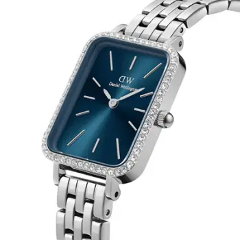 Orë për femra Daniel Wellington Quadro LUMINE BEZEL 5-LINK ARCTIC S DW00100670, e argjendtë/kaltër