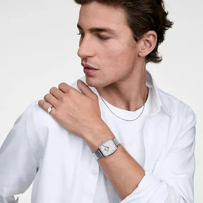 Orë dore për femra Daniel Wellington Marlon Wire Linen Silver DW00100812, e argjendtë - 2