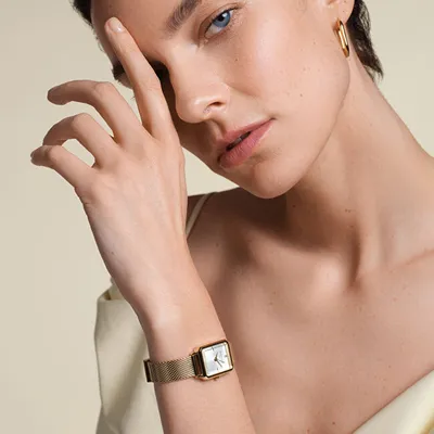 Orë dore për femra Rosefield The octagon XS Mesh Gold, e artë - 2