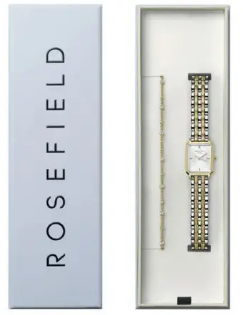 Set dhuratë për femra Rosefield, orë dore Octagon XS + byzylyk, të artë