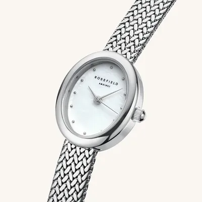 Orë dore për femra Rosefield Mini Oval MWSMS-M05, e argjendtë - 2