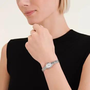 Orë dore për femra Rosefield Mini Oval MWSMS-M05, e argjendtë