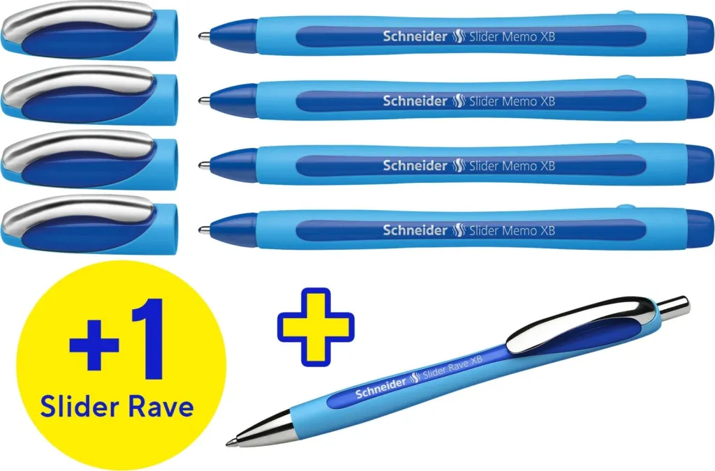 Set stilolapsa Schneider Slider Memo XB 4 copë + Slider Rave XB, blu - 2