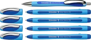 Set stilolapsa Schneider Slider Memo XB 4 copë + Slider Rave XB, blu