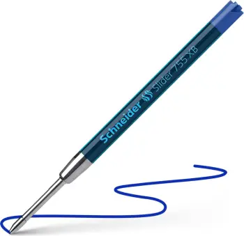 Rimbushje stilolapsi Schneider Slider 755 Indelible XB, set 10 copë, blu