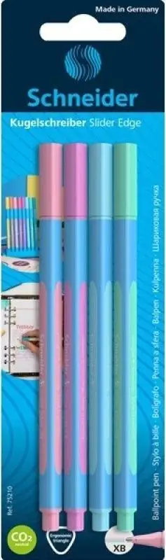 Set stilolapsash Schneider Slider Edge XB, 4 copë, ngjyra pastel të ndryshme