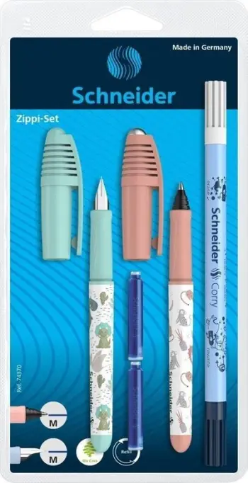 Set stilolapsash Schneider Zippi, stilolaps me bojë shkrimi, stilolaps roller, blu