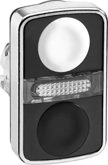 Buton i dyfishtë Schneider Harmony XB4 ZB4BW7A1720, i ndriçuar, 22mm, i bardhë dhe i zi