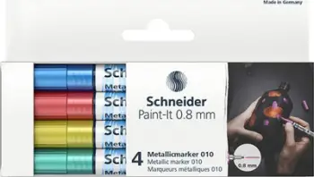 Set markerë akrilik Schneider Paint-It Metallic, 4 copë, shumëngjyrësh