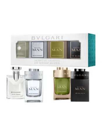Set dhuratë Bvlgari Men's Mini, EDP Pour Homme, 5ml + EDP Man Wood Essence, 5ml + EDP Man In Black, 5ml + EDP Man Rain Essence, 5ml