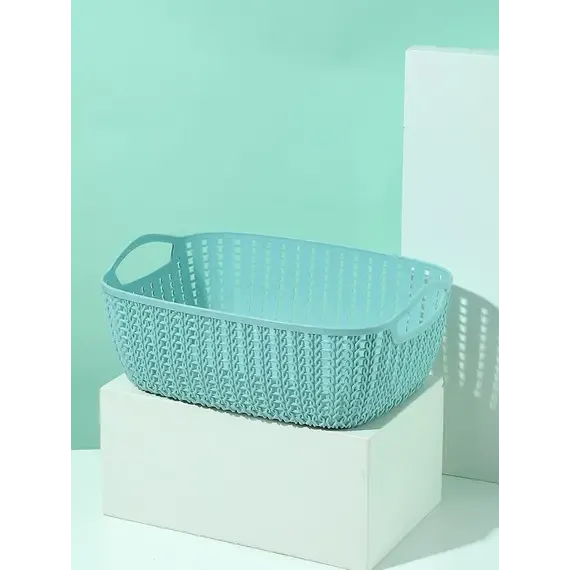 Shportë drejtkëndëshe Medium Plaited (Blue) - 2