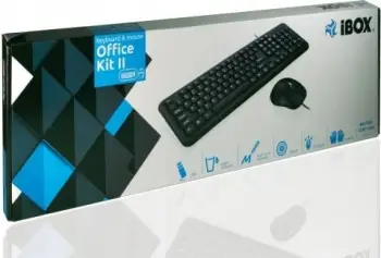 Set tastierë dhe maus iBOX Office Kit II, USB, QWERTY anglisht, 1600 DPI, i zi