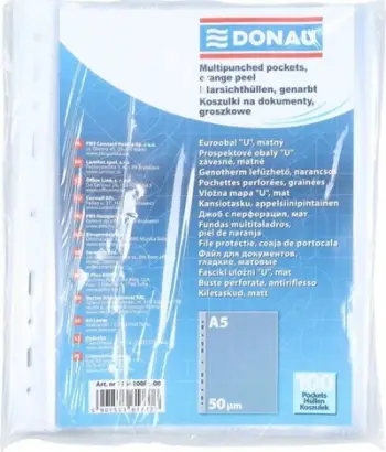 Fletë mbrojtëse dokumentesh Donau A5, 50 mikron, transparente