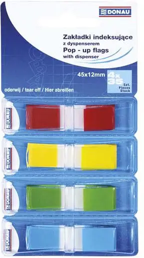 Fletëza ngjitëse Donau Index Tab 12x45mm, PP, 4 ngjyra