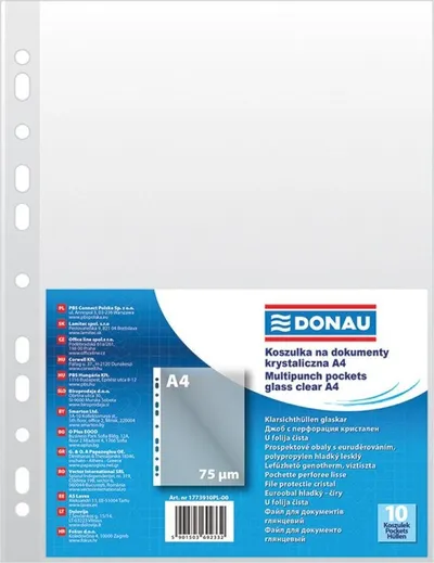 Mbështjellëse dokumentesh Donau, PP, A4, 75 mikronë, 10 copë, transparente - 1